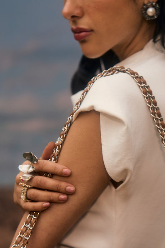 Two tone Bubbly Open Ring Silver Gold