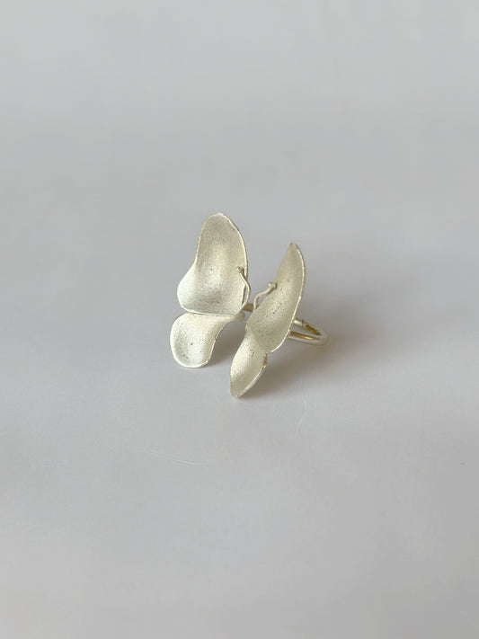 Wings of Spring Open Flexible Ring Silver