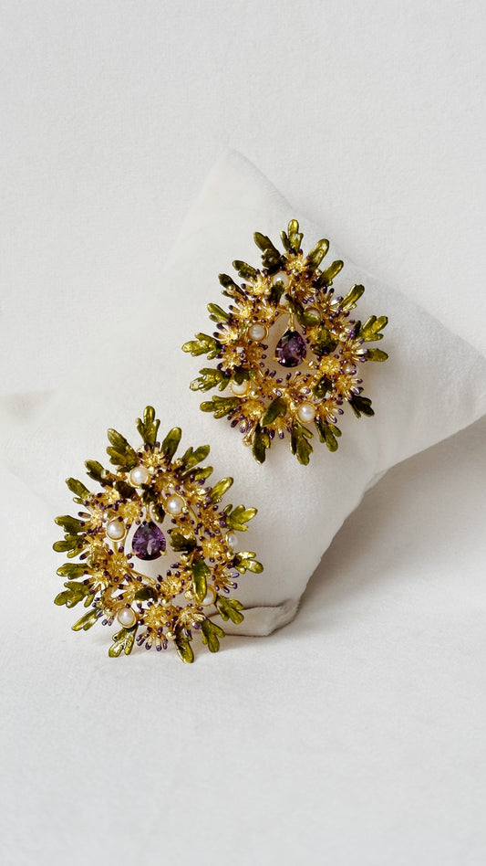 Enchanted Glade Earrings - violet woodland