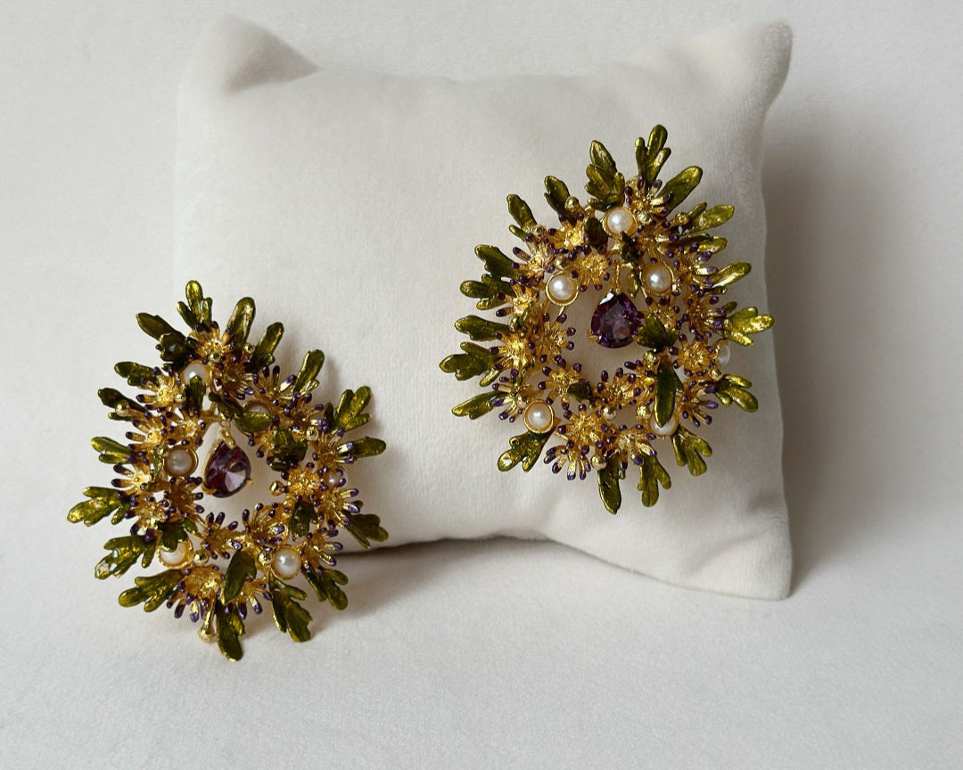Enchanted Glade Earrings - violet woodland