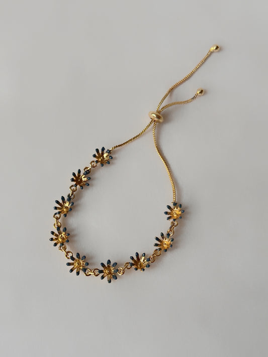 Floral String Bracelet - Forget me not blue