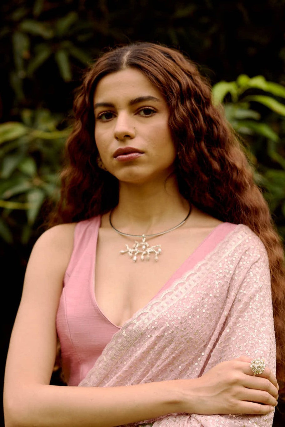 Untamed pearl drops chandelier pendant silver