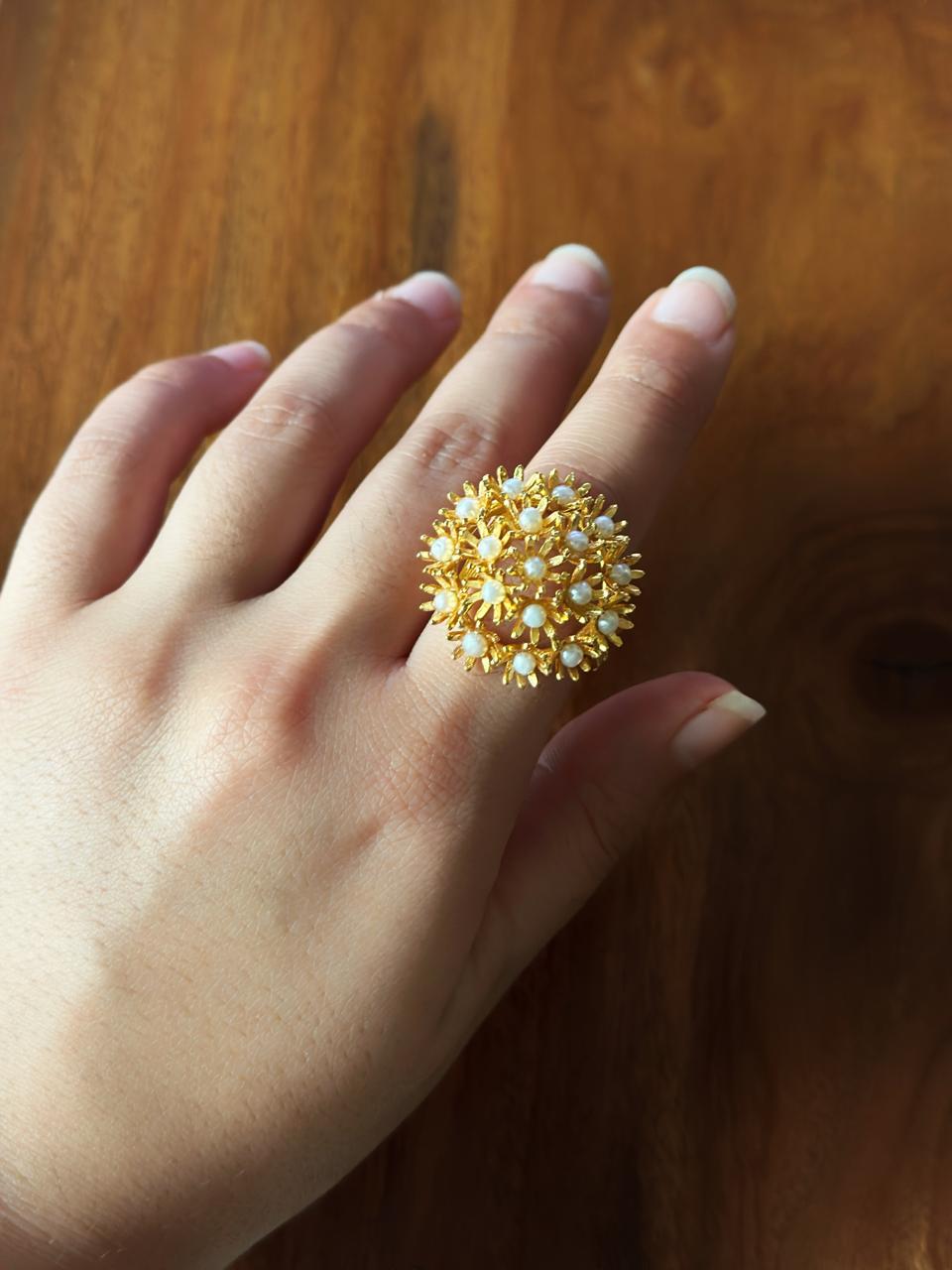 Sunshine Midi Pearl Ring Gold