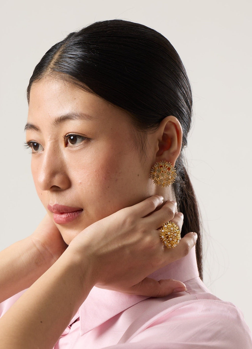 Sunshine Midi Pearl Ring Gold