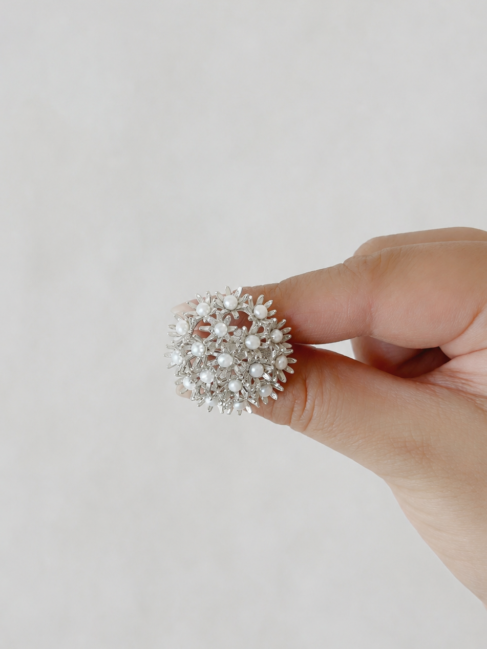 Sunshine Midi Pearl Ring Silver