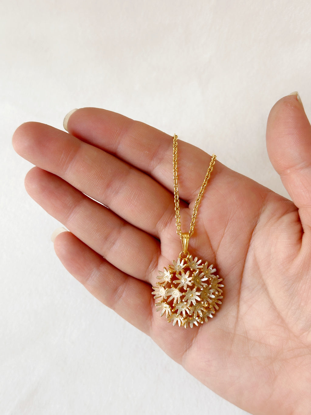 Springtime Sunshine Midi Pendant - Snowy White on Gold