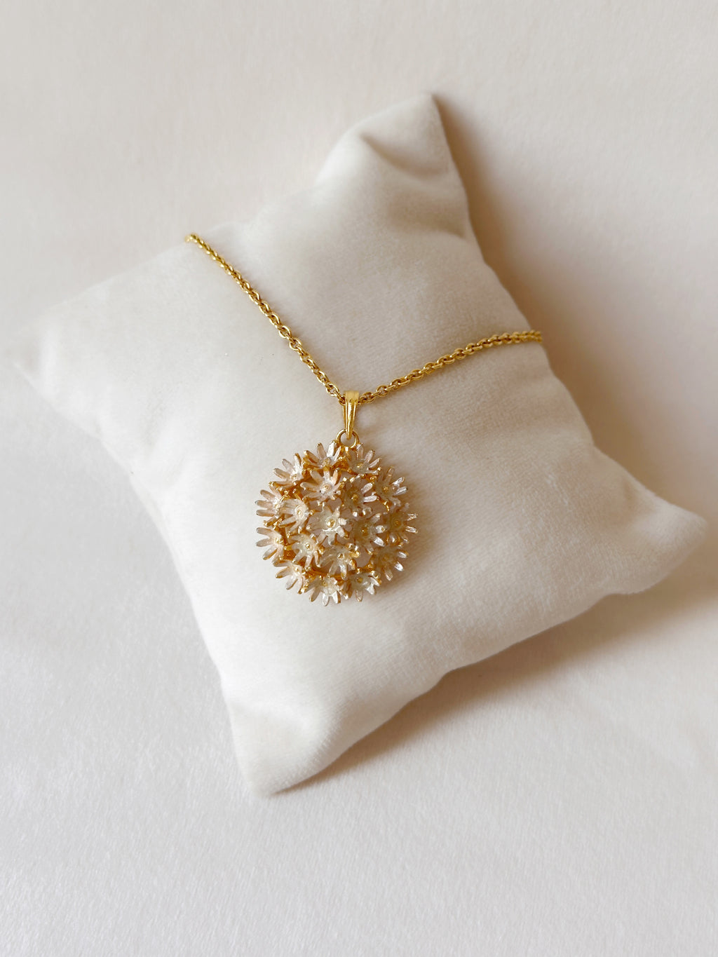 Springtime Sunshine Midi Pendant - Snowy White on Gold