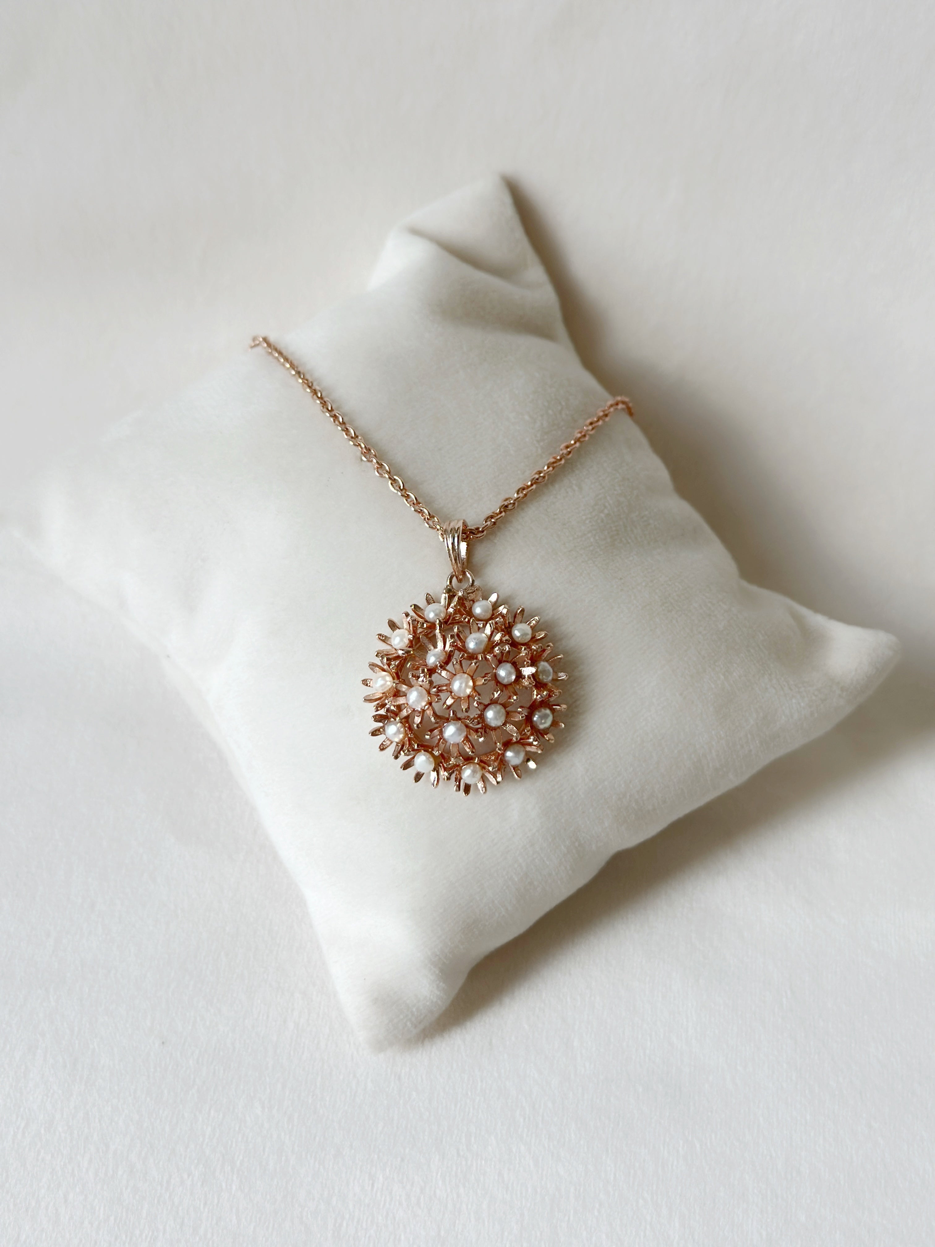 Sunshine Midi Pearl Pendant - Rose Gold