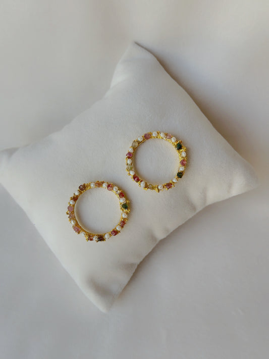 Tourmaline Chakra Studs Gold