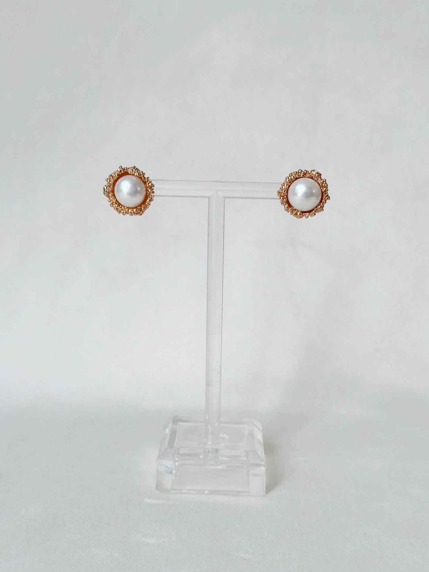 Pearl Cup Studs Rose Gold