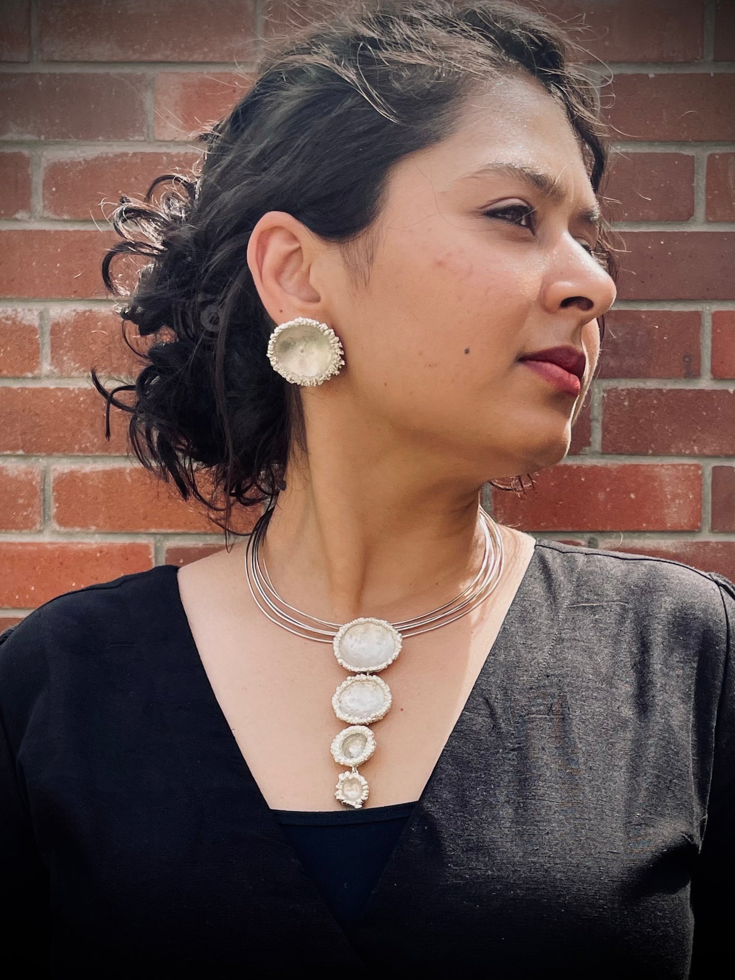 Crater Earrings Silver