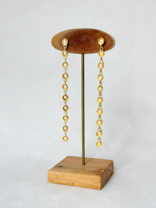 Pearl Cup Cascade Danglers Gold