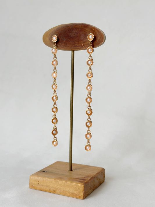 Pearl Cup Cascade Danglers Rose Gold