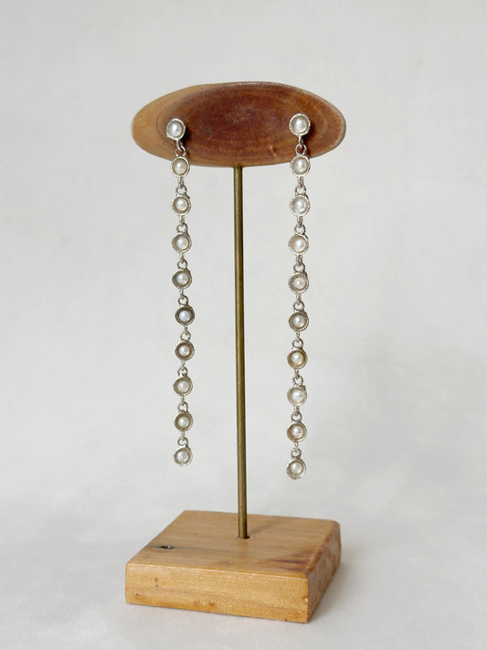 Pearl Cup Cascade Danglers Silver