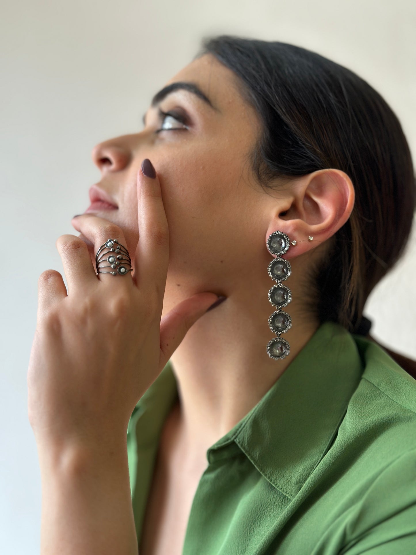 Cascade Earrings Meteorite Black