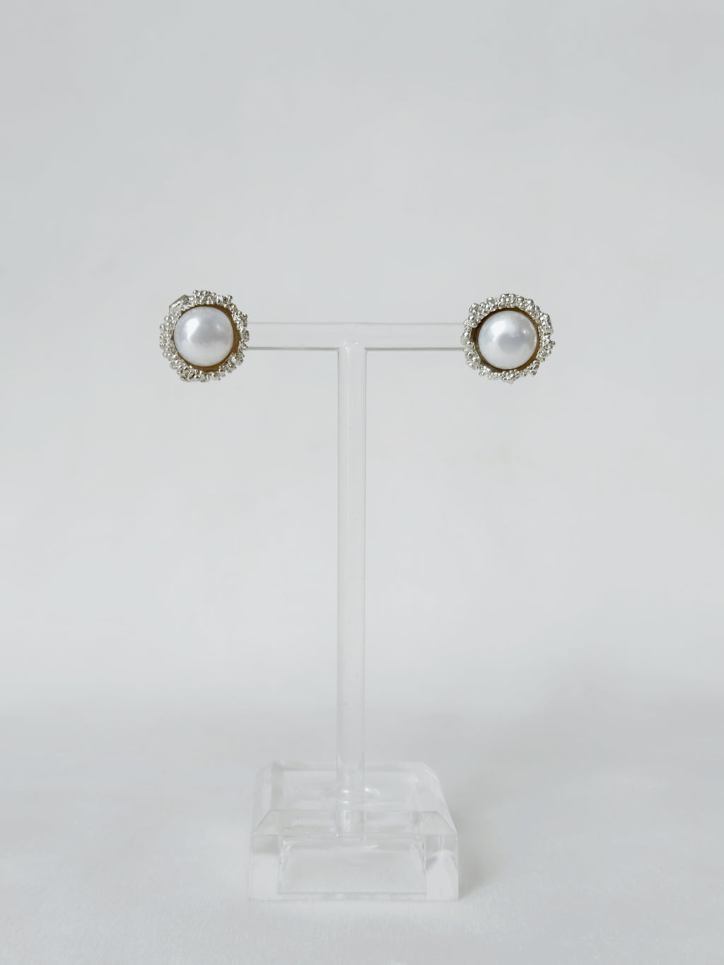 Pearl Cup Studs Silver