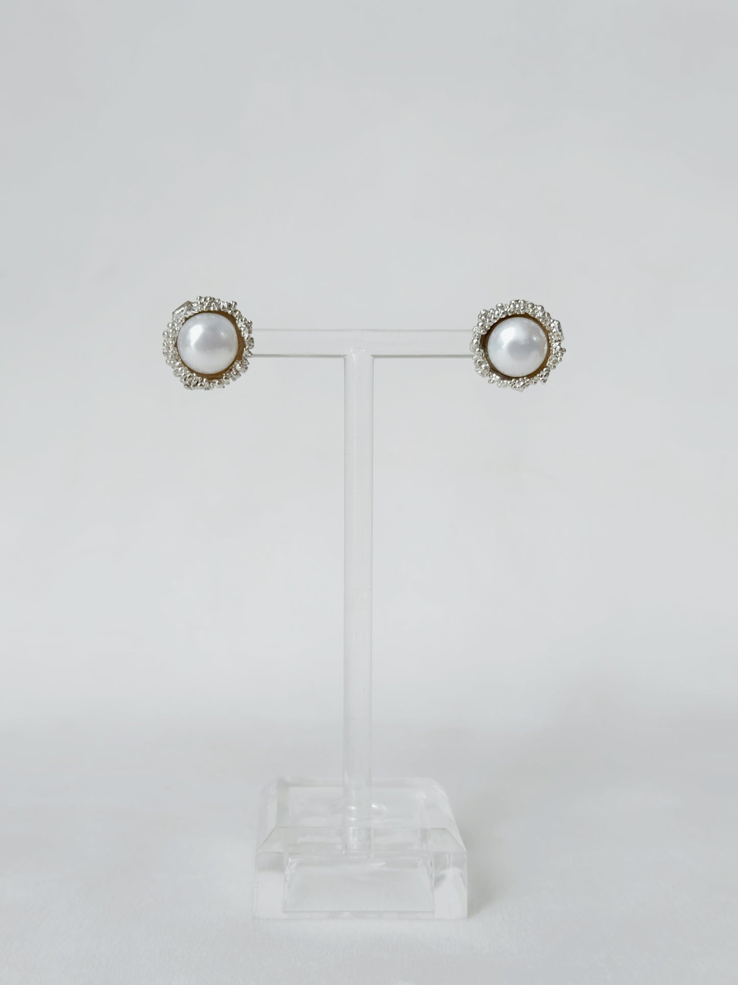 Pearl Cup Studs Silver