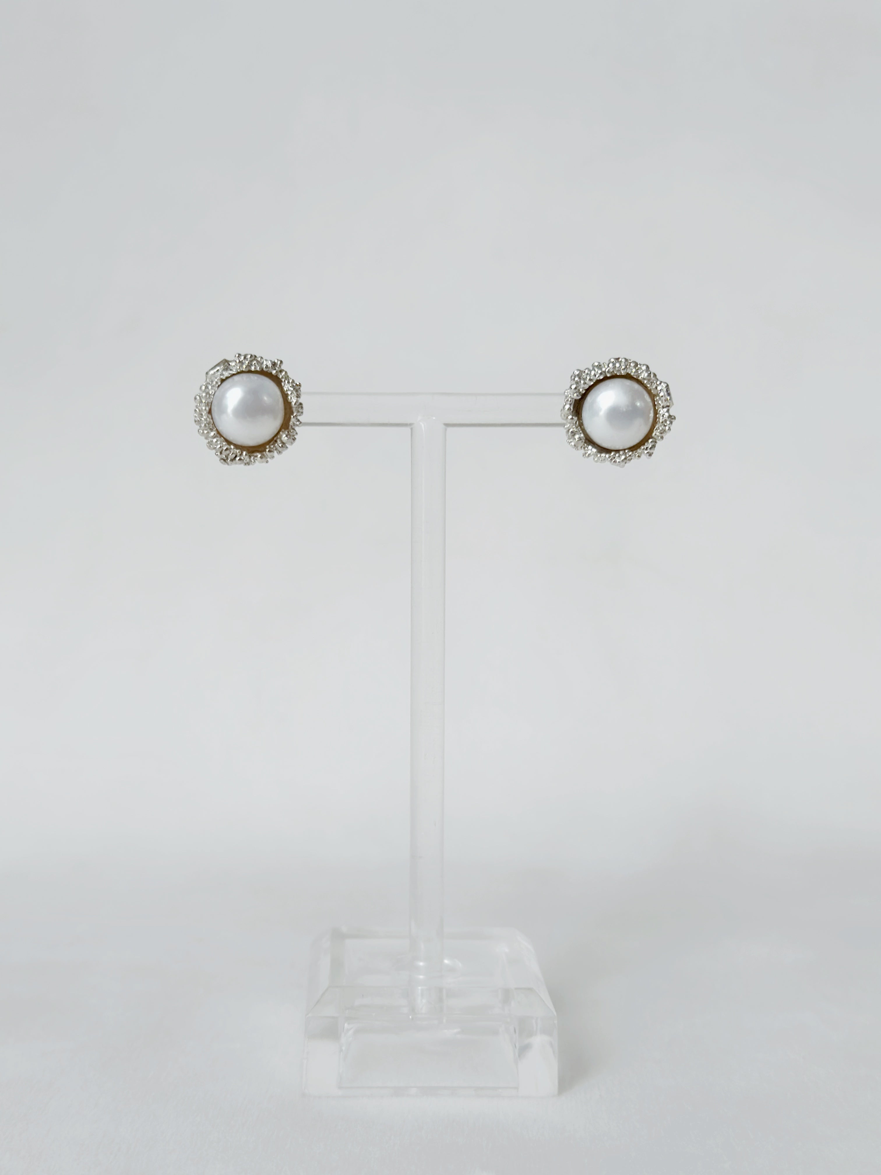 Pearl Cup Studs Silver