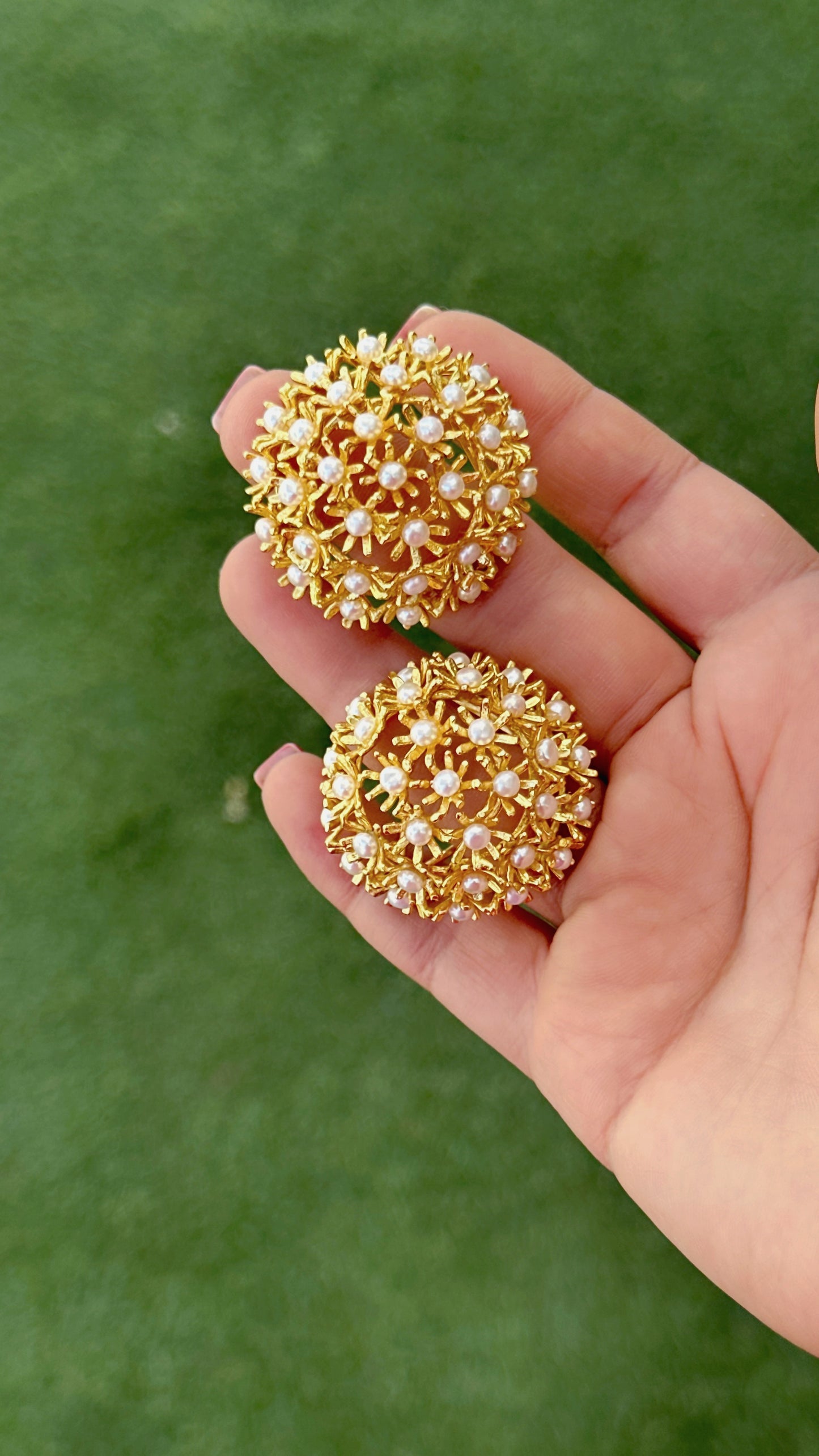 Springtime Sunshine Pearl Studs - Gold