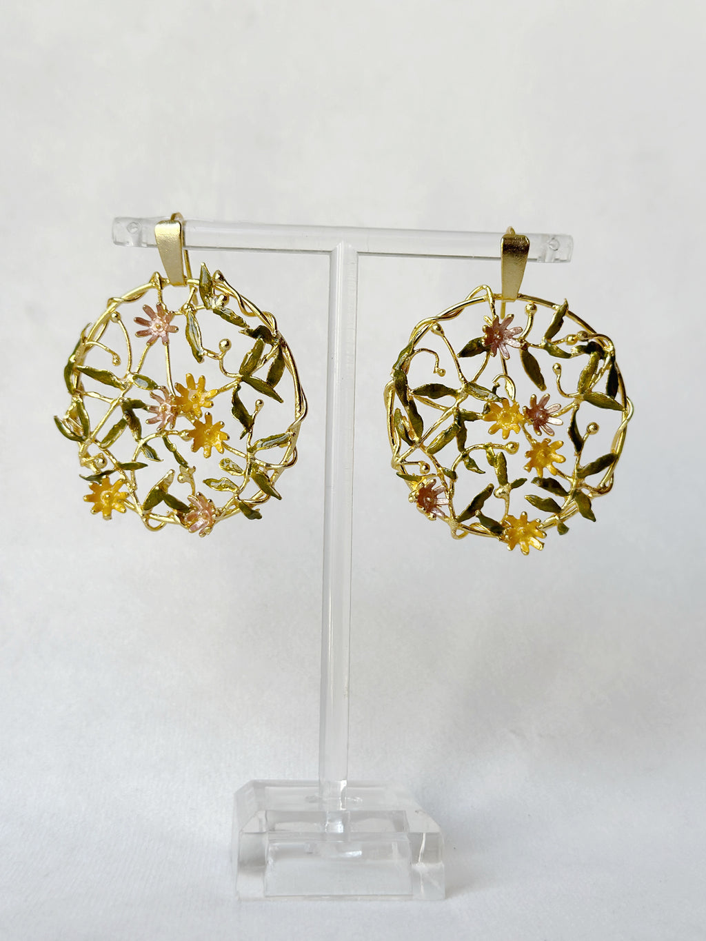 Trellis Earrings - pastel garden