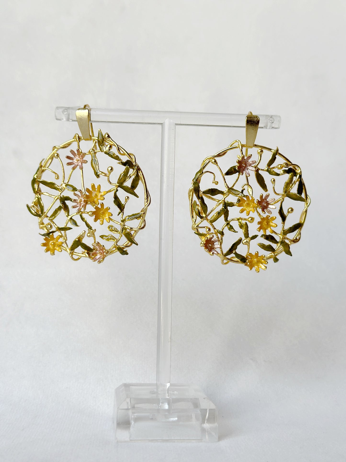 Trellis Earrings - pastel garden