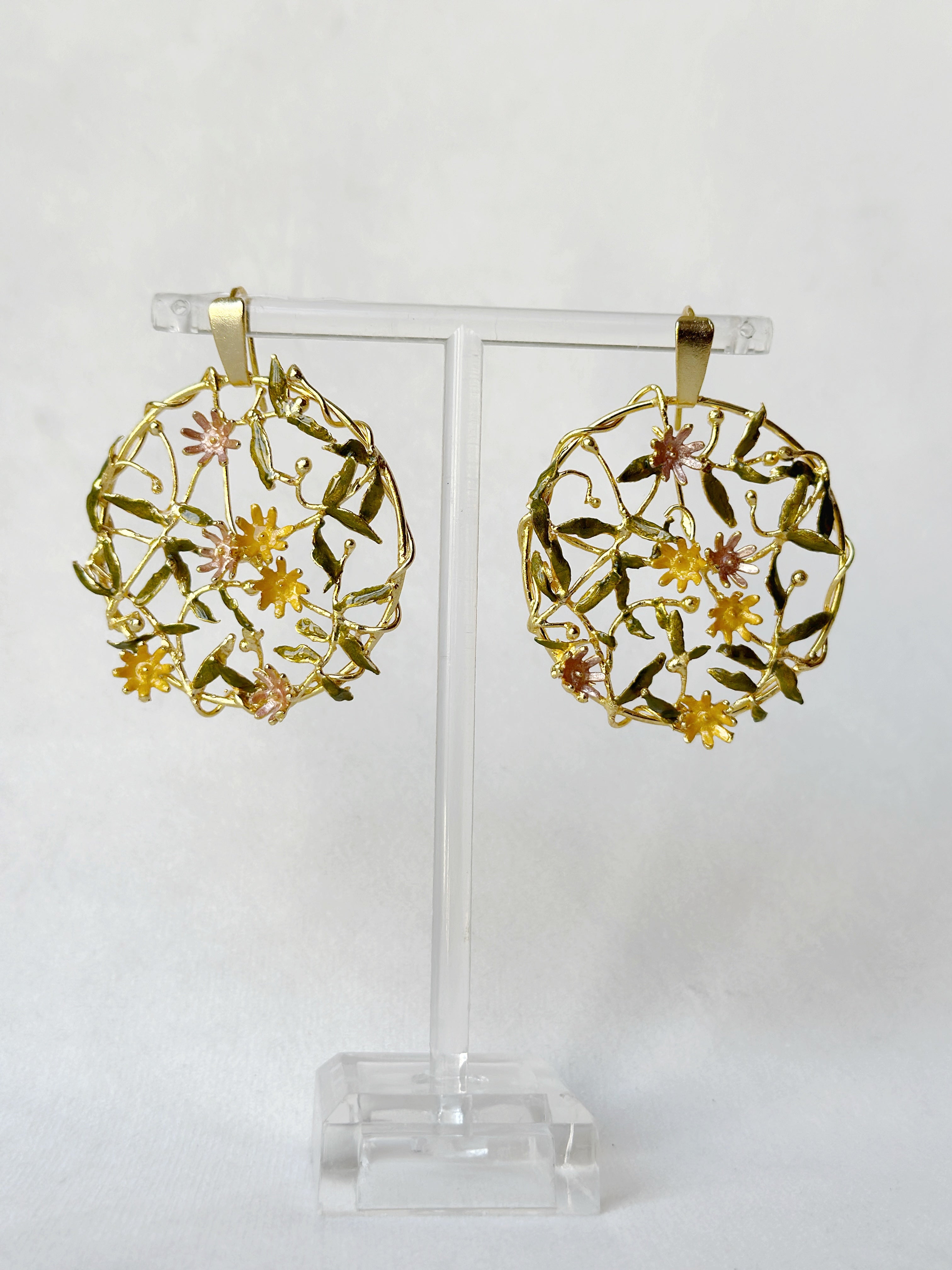 Trellis Earrings - pastel garden