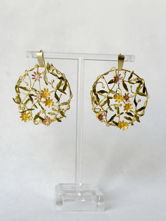 Trellis Earrings - pastel garden