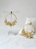 Blooming crescent chandbali earrings - snowy white