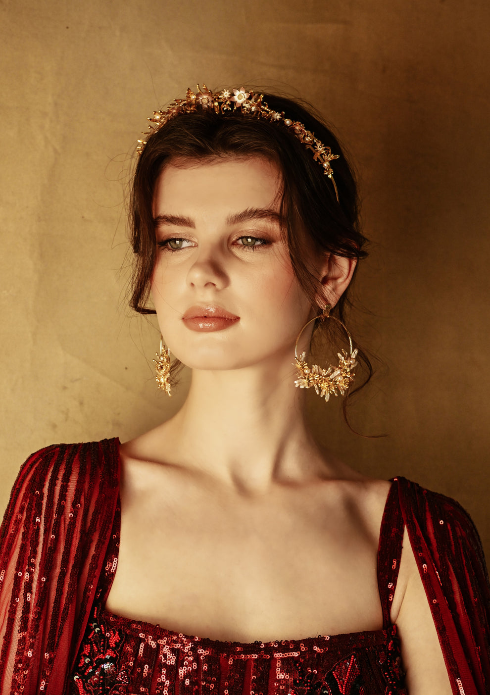 Blooming crescent chandbali earrings - snowy white