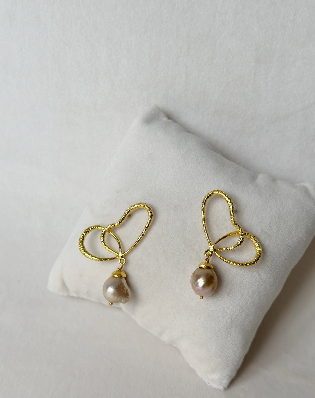 Wings of Spring Wireframe Butterfly Pearl Drop Studs - Gold