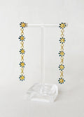 Floral String Dangler Earrings - Forget me not blue