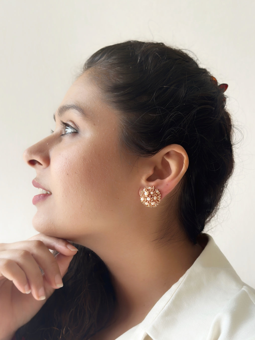 Sunshine Mini Pearl Studs - Rose Gold