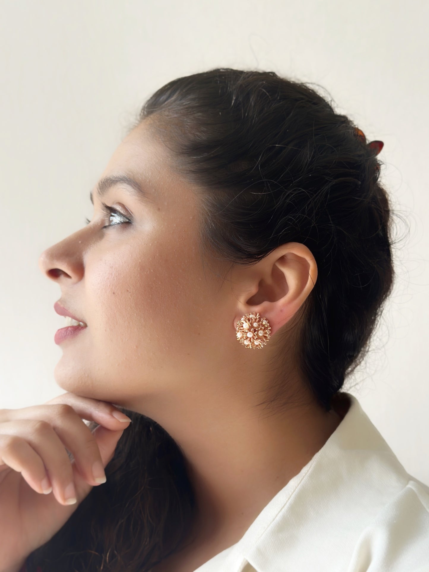 Sunshine Mini Pearl Studs - Rose Gold
