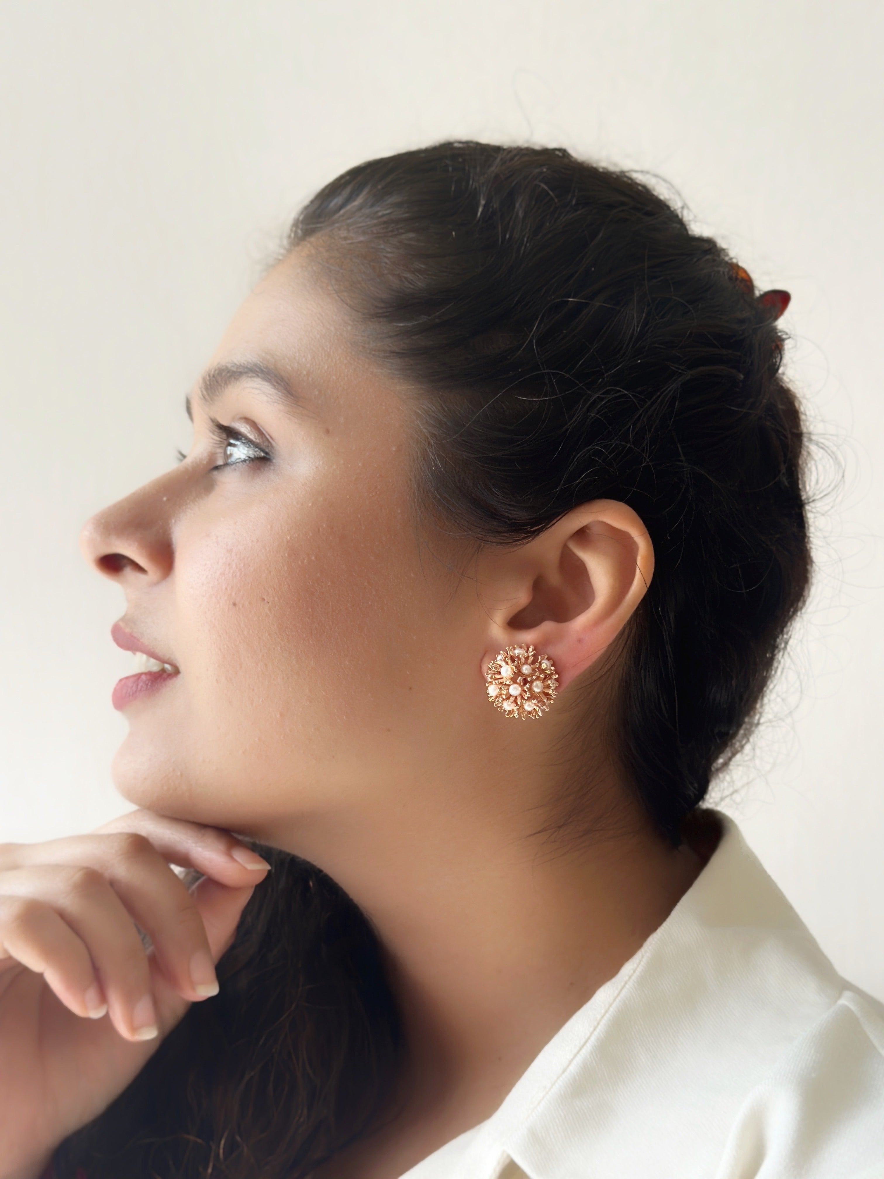 Sunshine Mini Pearl Studs - Rose Gold