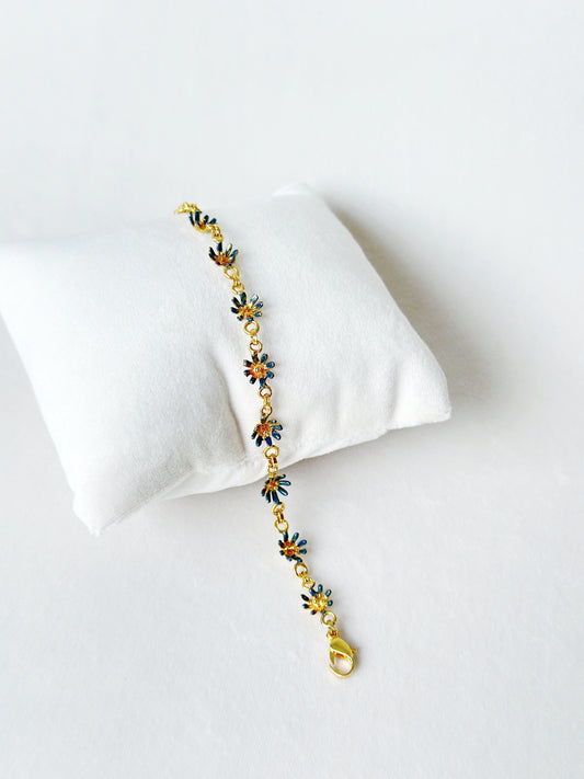 Floral String Bracelet - Forget me not blue