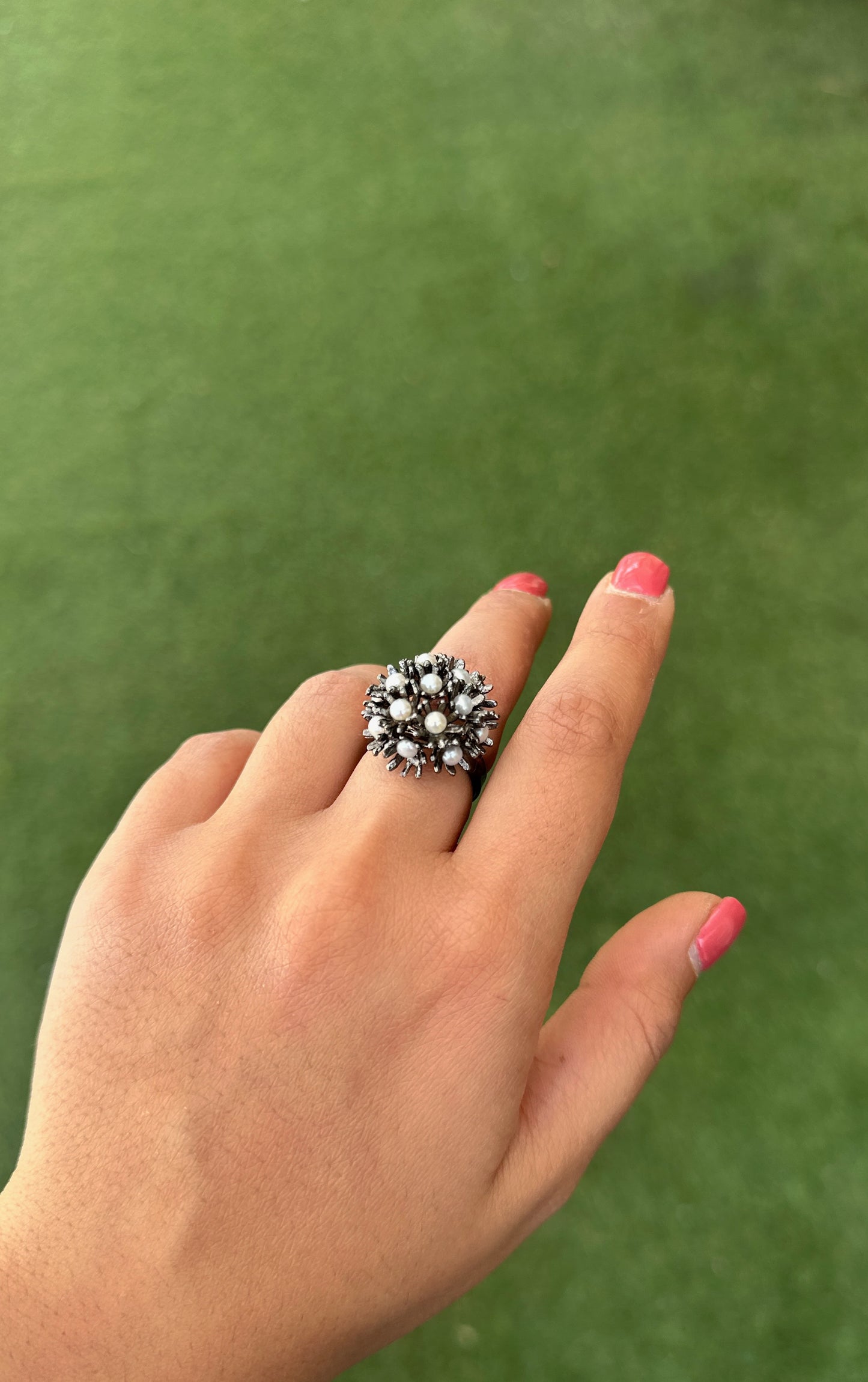 Sunshine Mini Pearl Ring Meteorite Black