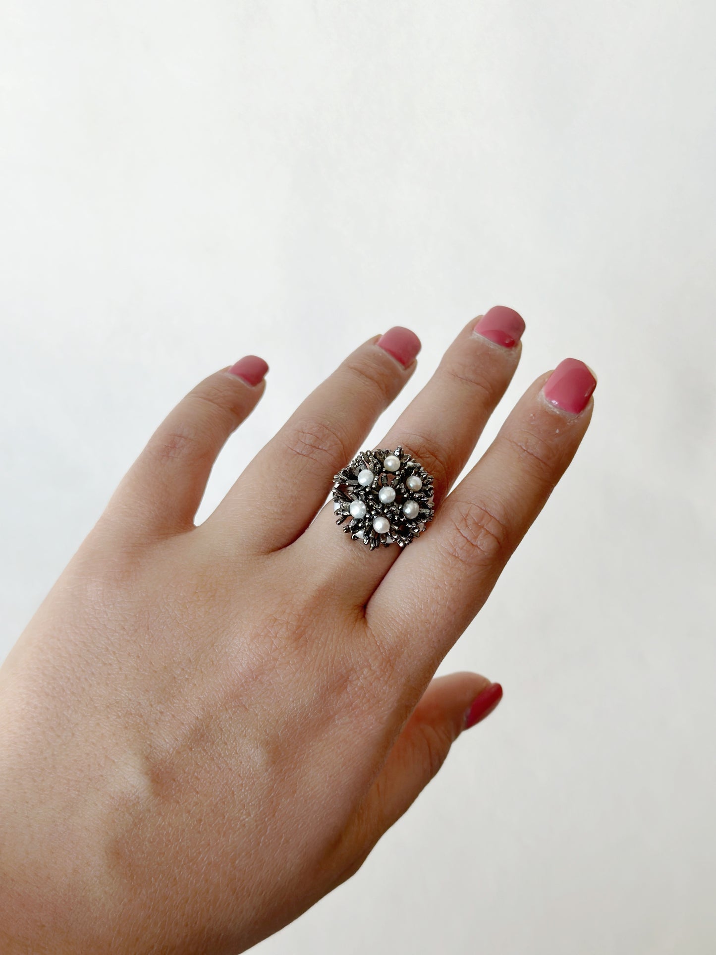 Sunshine Mini Pearl Ring Meteorite Black