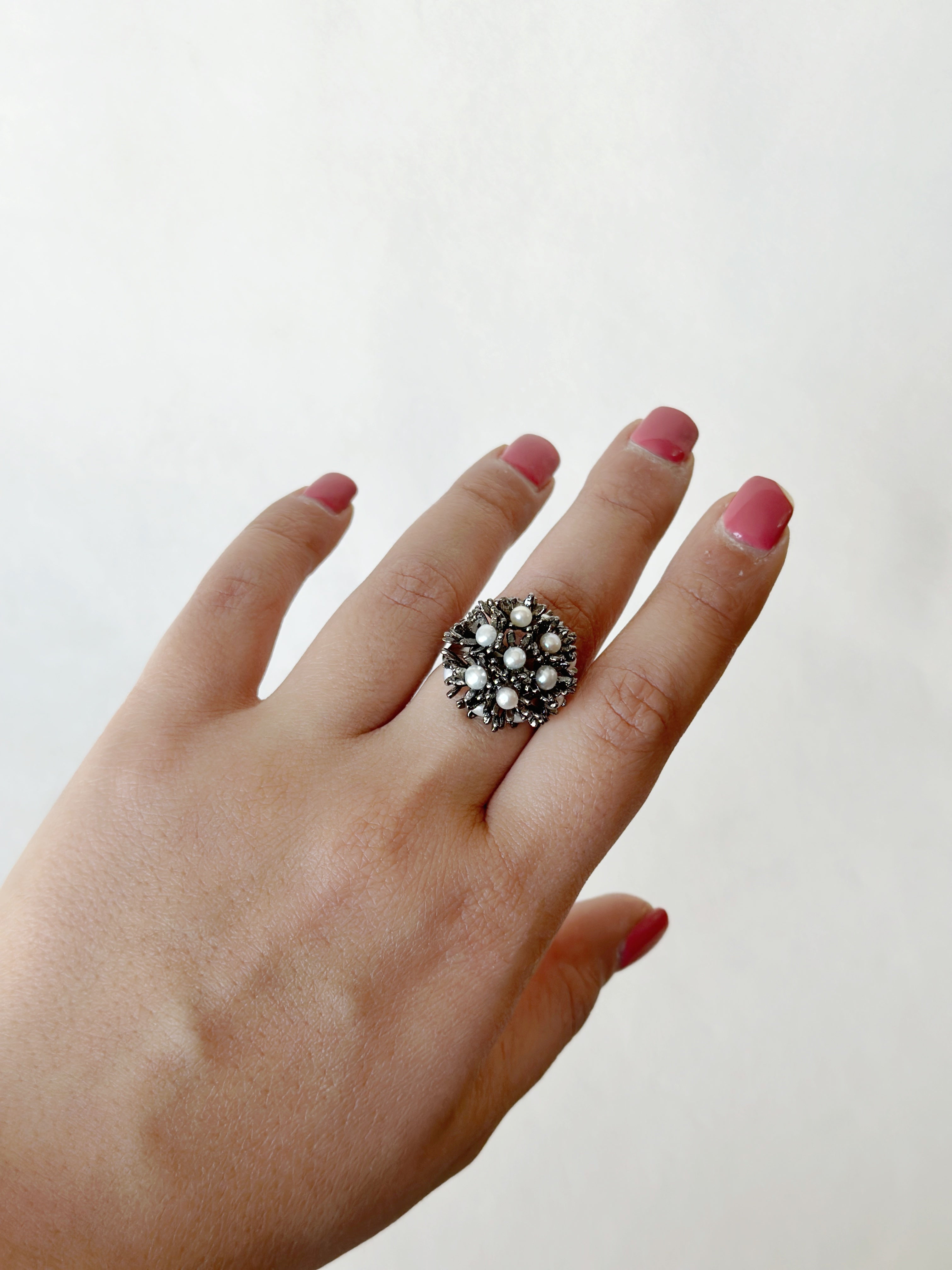 Sunshine Mini Pearl Ring Meteorite Black
