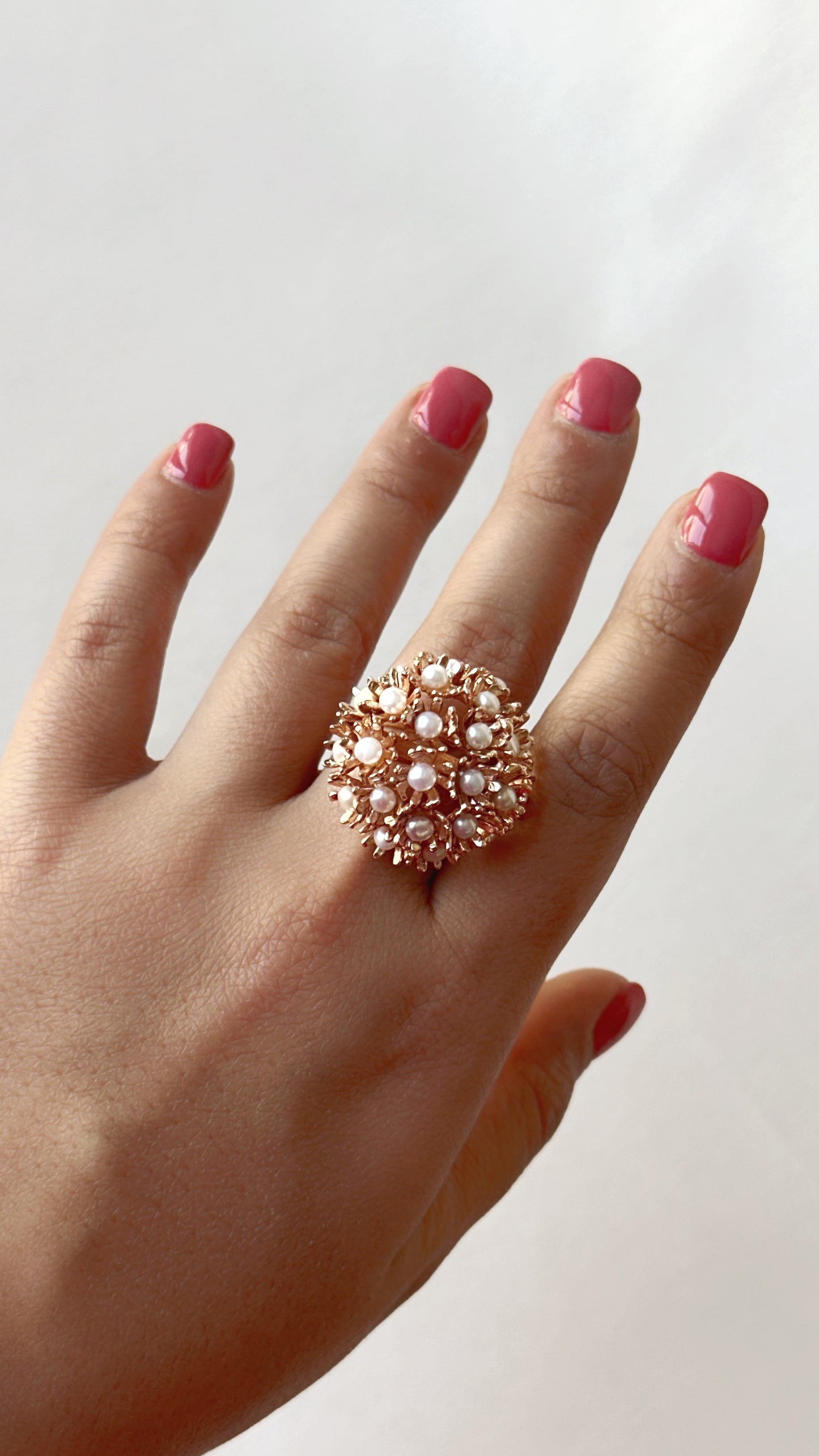 Sunshine Midi Pearl Ring Rose Gold