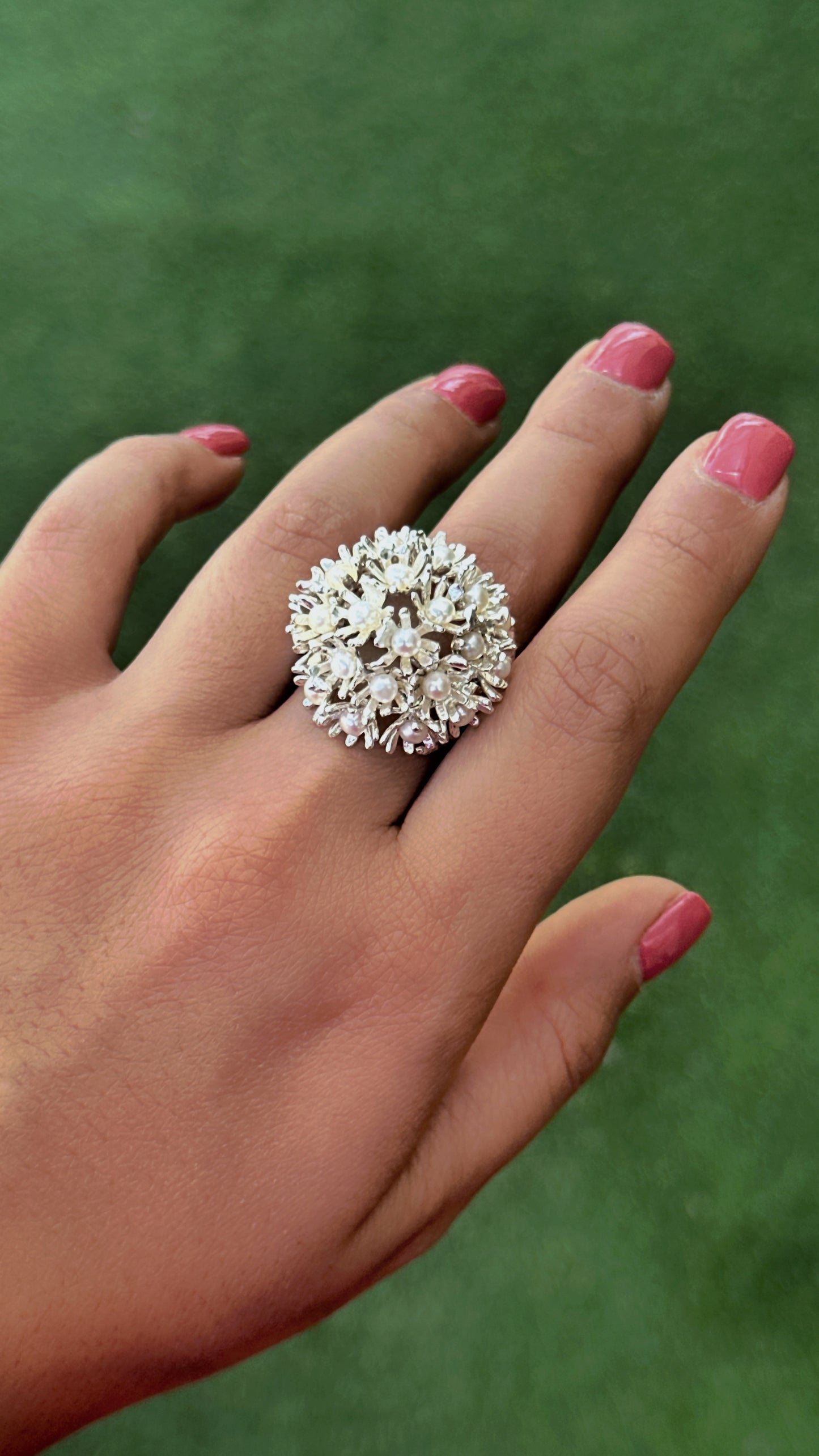 Sunshine Midi Pearl Ring Silver