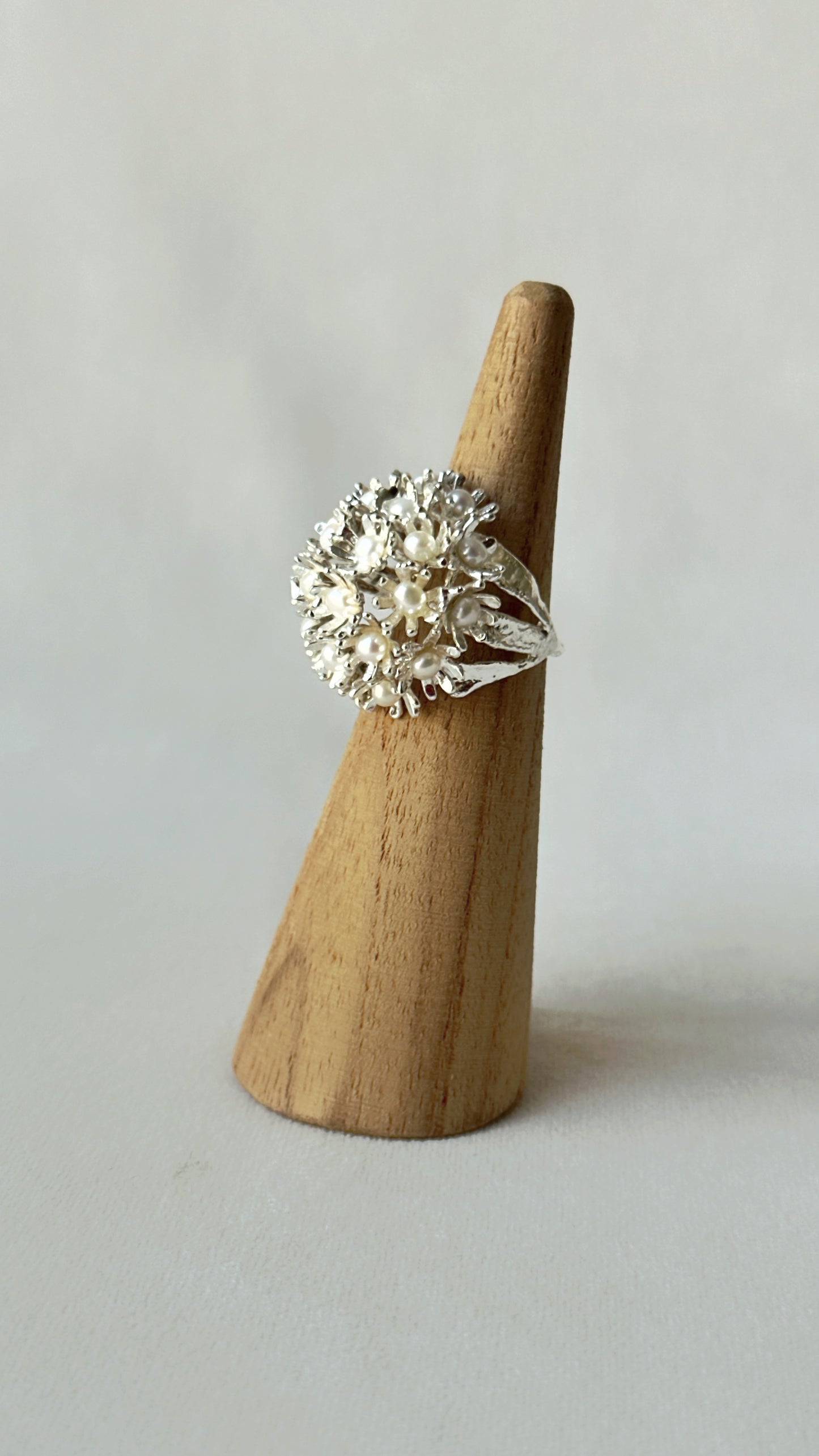 Sunshine Midi Pearl Ring Silver