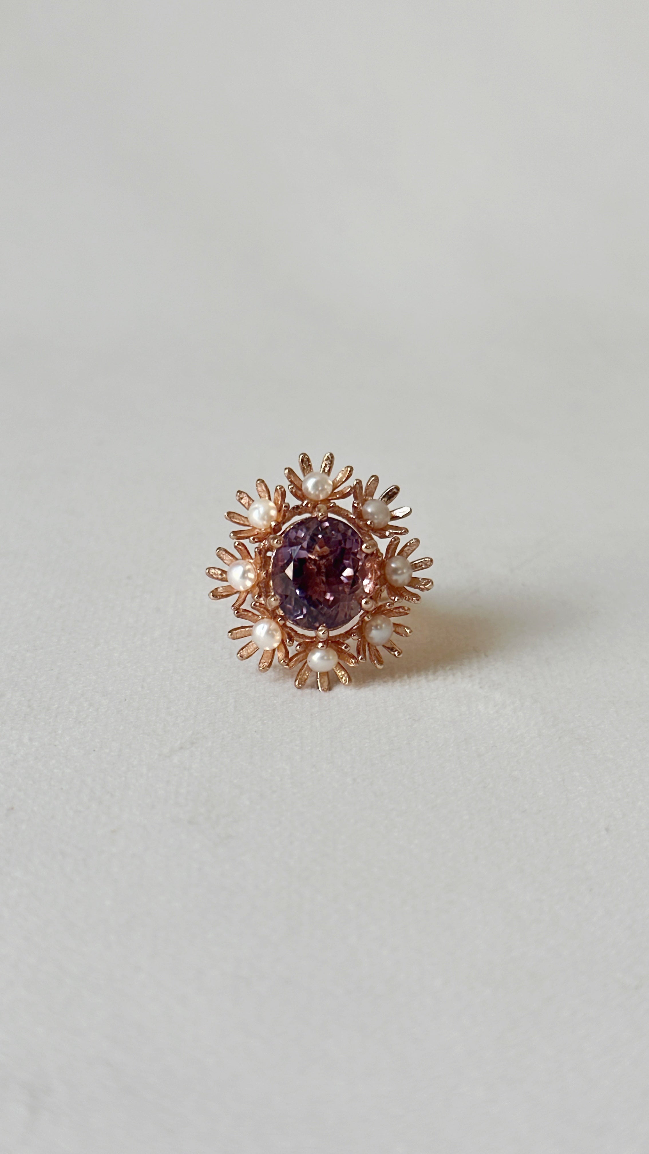 Blooming Wreath Amethyst Pearl Ring