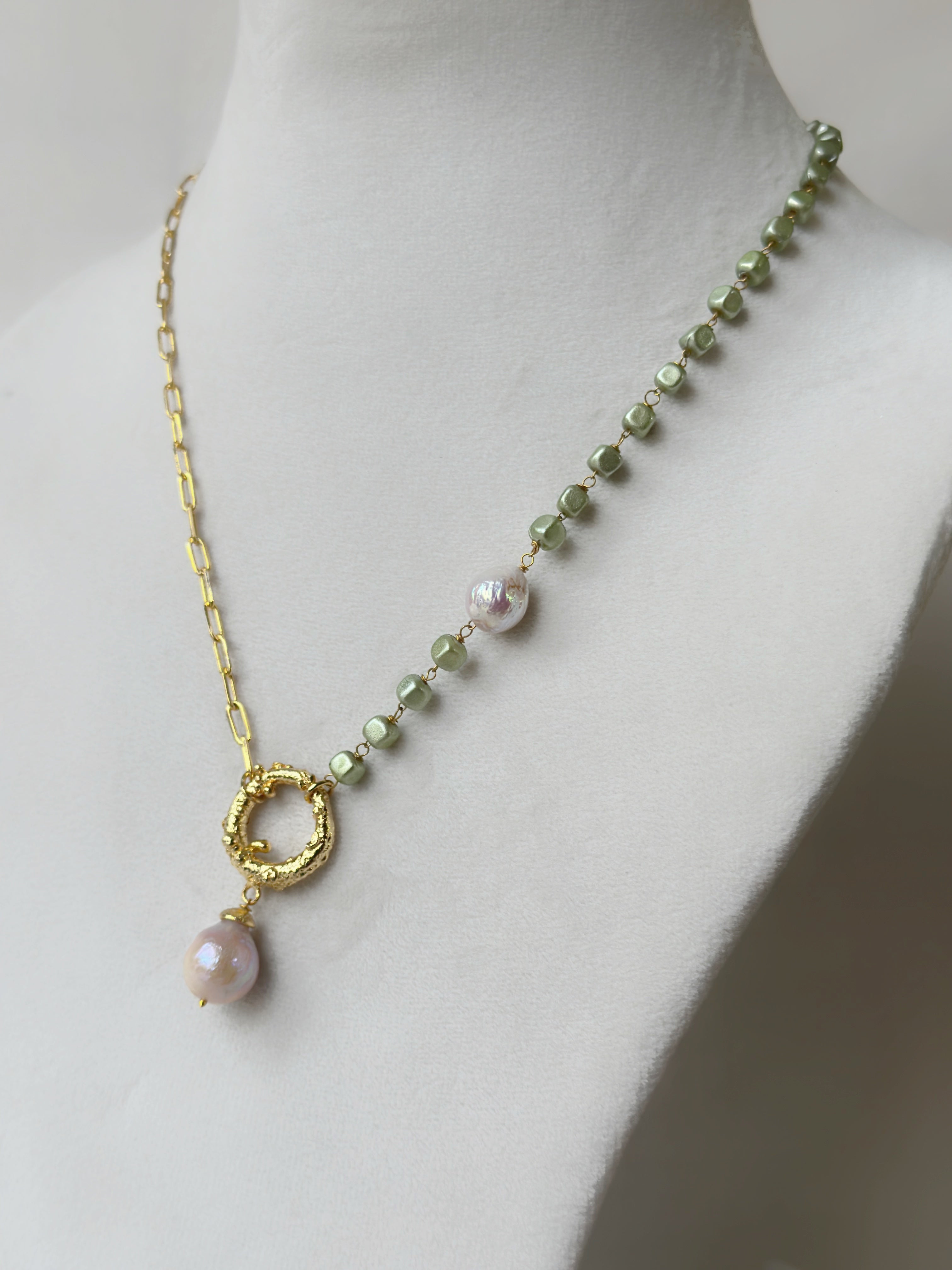 Seagreen paperclip necklace