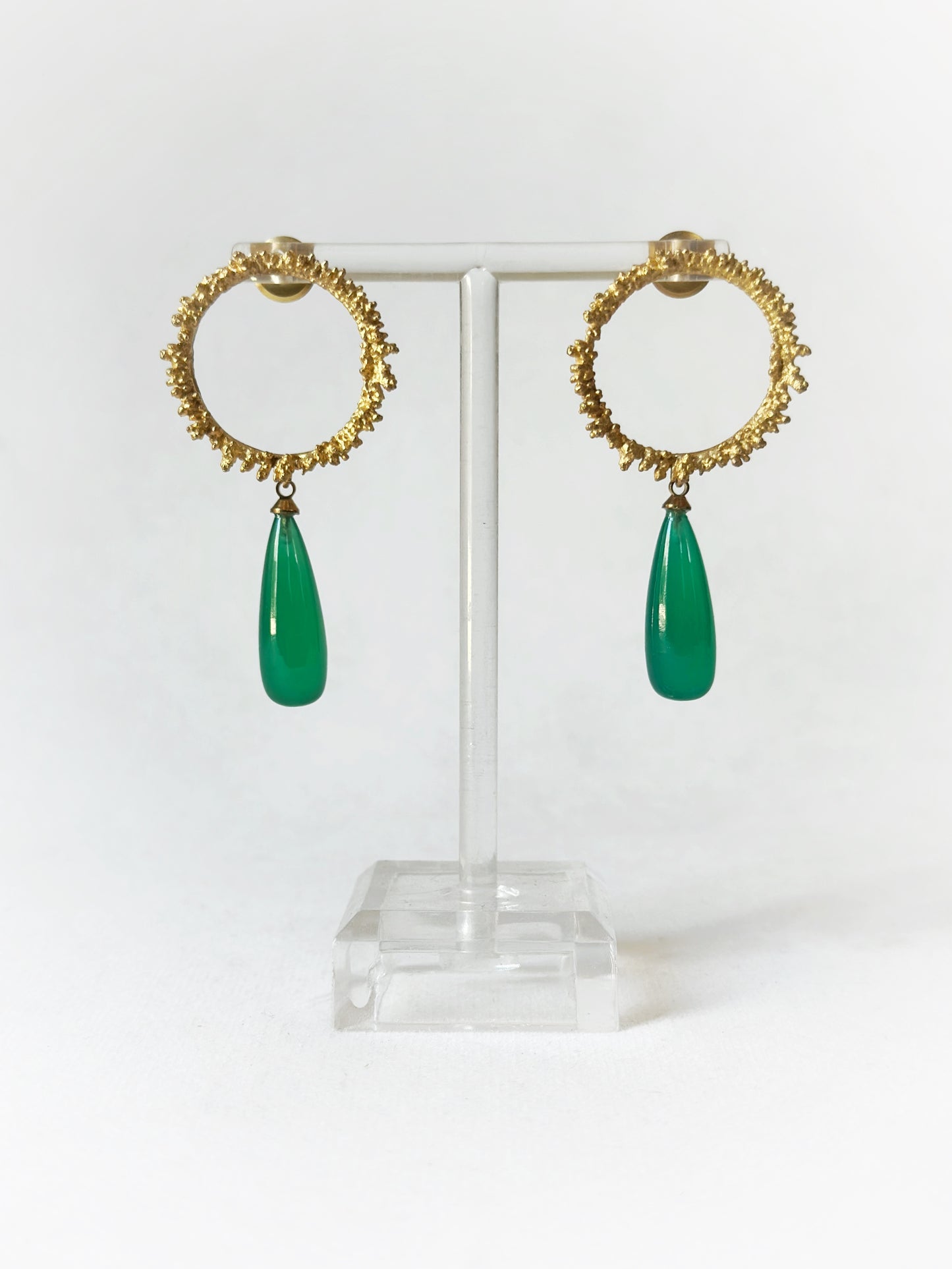 Meteorite chakra and green onyx drops