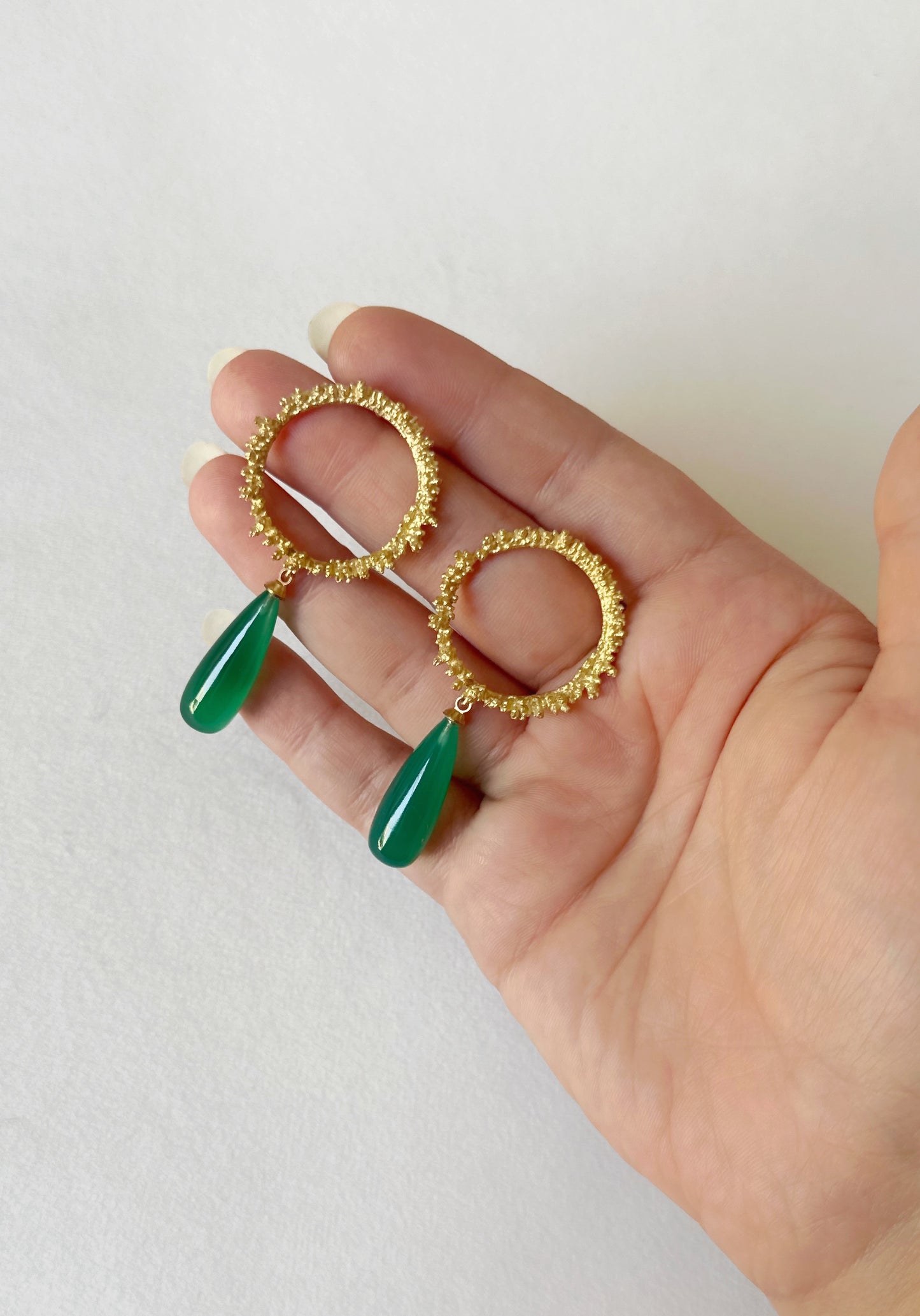 Meteorite chakra and green onyx drops