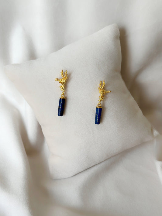 Seafloor - Coralline lapis drop earrings - gold