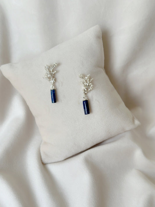 Seafloor - Coralline lapis drop earrings - silver