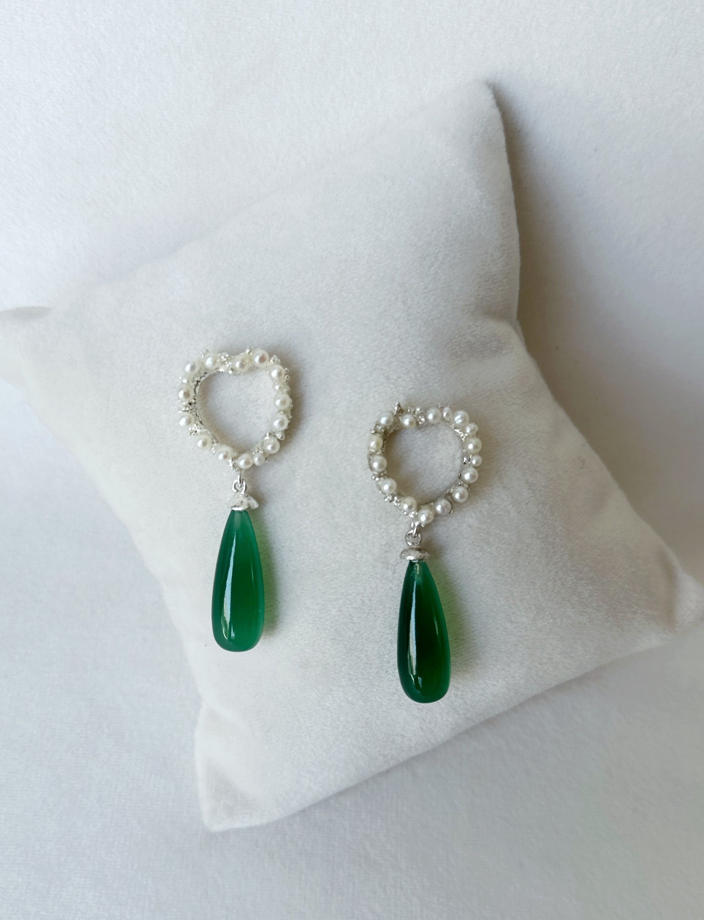 Love Heart Green Onyx Drops