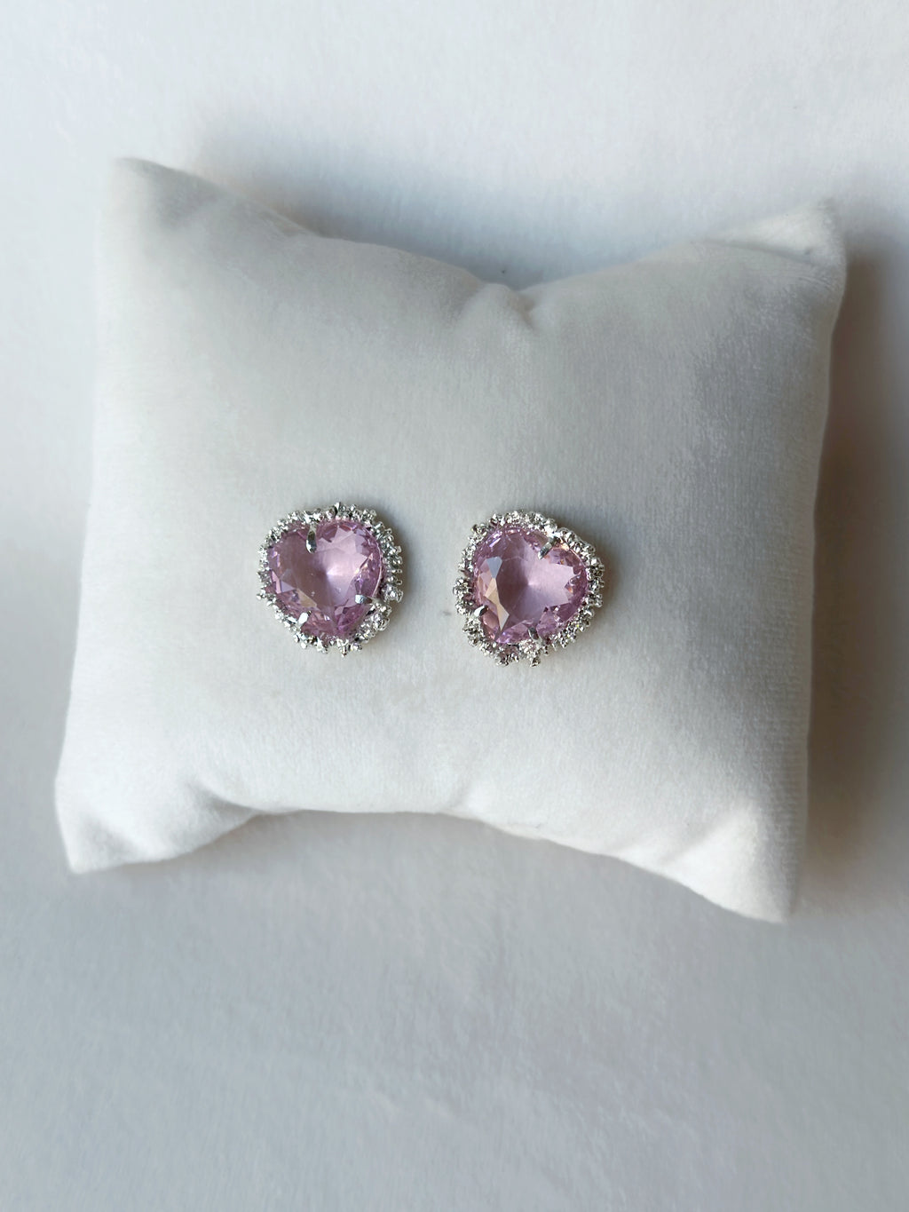 Valentine Heart Studs Pink and silver
