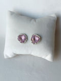 Valentine Heart Studs Pink and silver